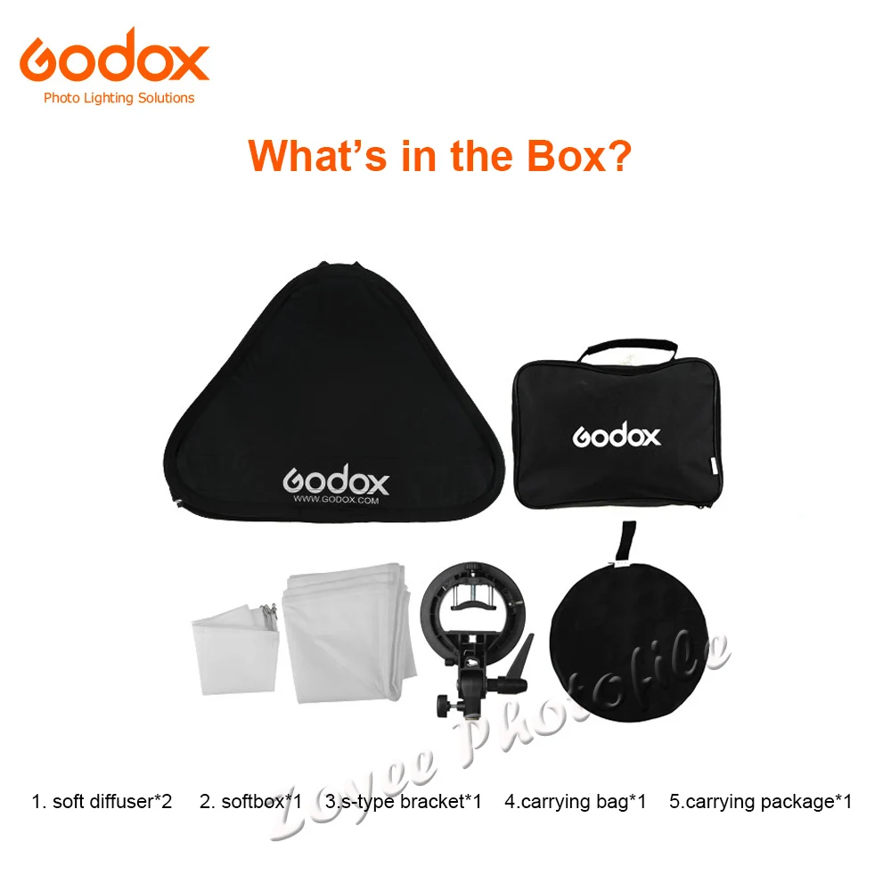 Софтбокс GODOX 40x4 0/50x5 0/60x6 0/80х80 см с кронштейном типа S стабильный держатель для