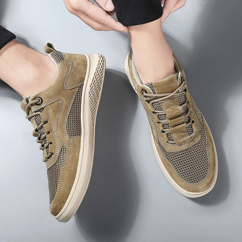 Мужская повседневная обувь из свиной кожи нескользящая резиновая роскошная