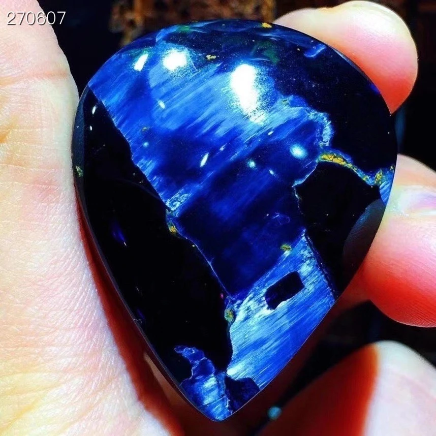 

Natural Blue Pietersite Rectangle Pendant Women Men 35.2x29x9.5mm Pietersite Namibia Necklace Jewelry AAAAAA