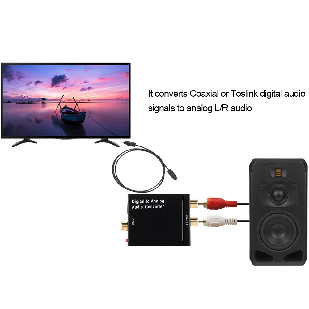 Преобразователь цифрового в аналоговый аудио оптический RCA AV адаптер