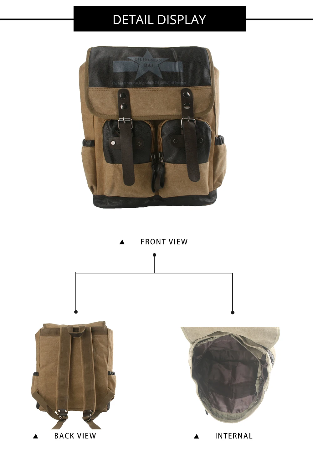 

Man canvas travelbag Men retro outdoor backpack Casual vintage rucksack ultralight daypack Satchel School bag Infantry pack