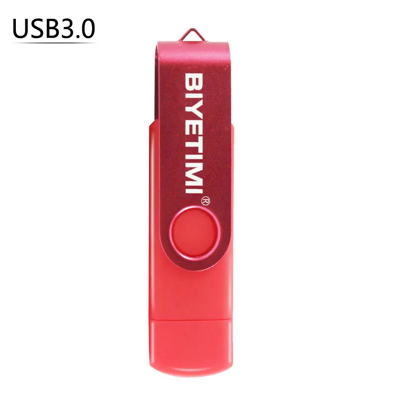 BIYETIMI 3,0 OTG USB флеш-накопитель для смартфонов/ПК 64 ГБ 8 ГБ 16 ГБ 32 ГБ высокоскоростной BIYETIMI-накопитель девять модных цветов - Цвет: Красный