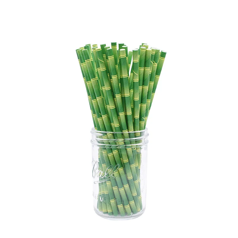 25Pcs green straws Тематическое украшение в виде панды для детского дня рождения, воздушный шар, соломенный мешок для конфет, одноразовая посуда для детского душа, вечерние принадлежности в виде панды - Цвет: 25Pcs green straws