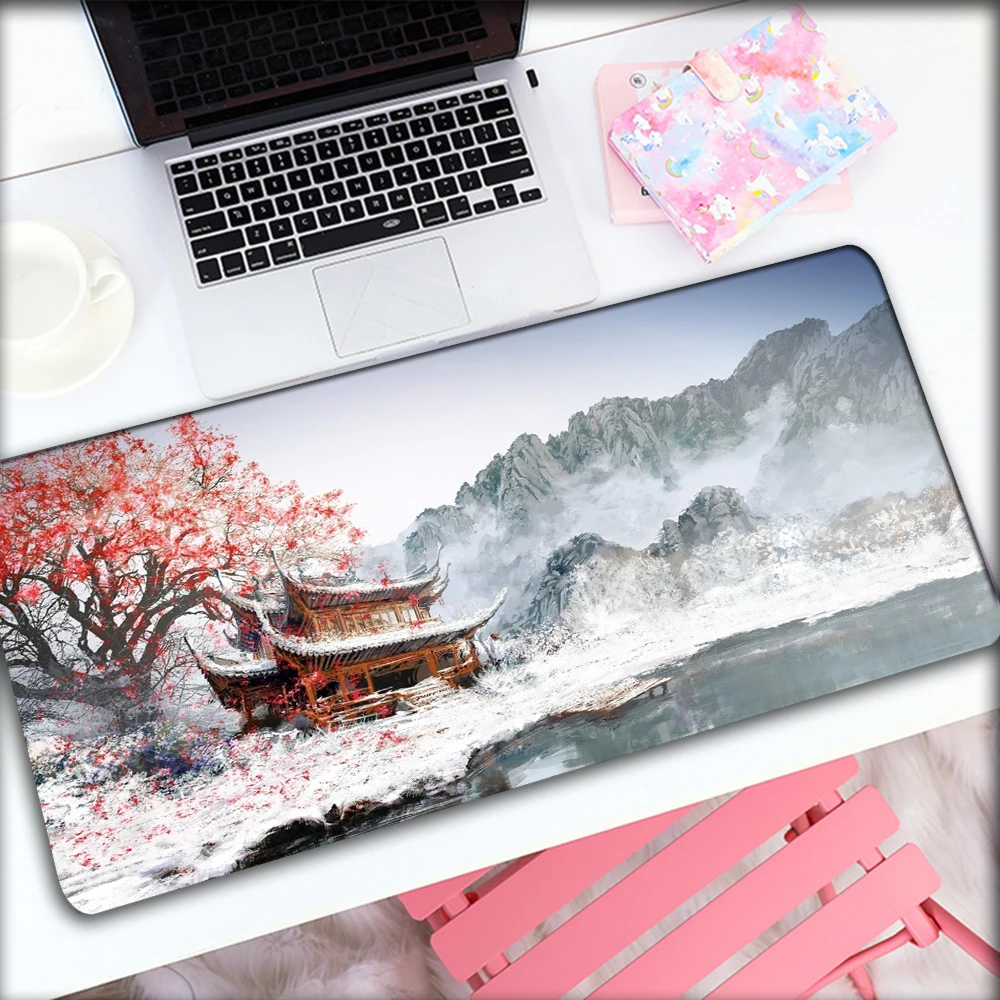 

GuJiaDuo Landscape Snow View Laptop PC Game Cabinet Gamer Keyboards Pad Practical Office Desktop Rest Gaming Accessories DeskMat