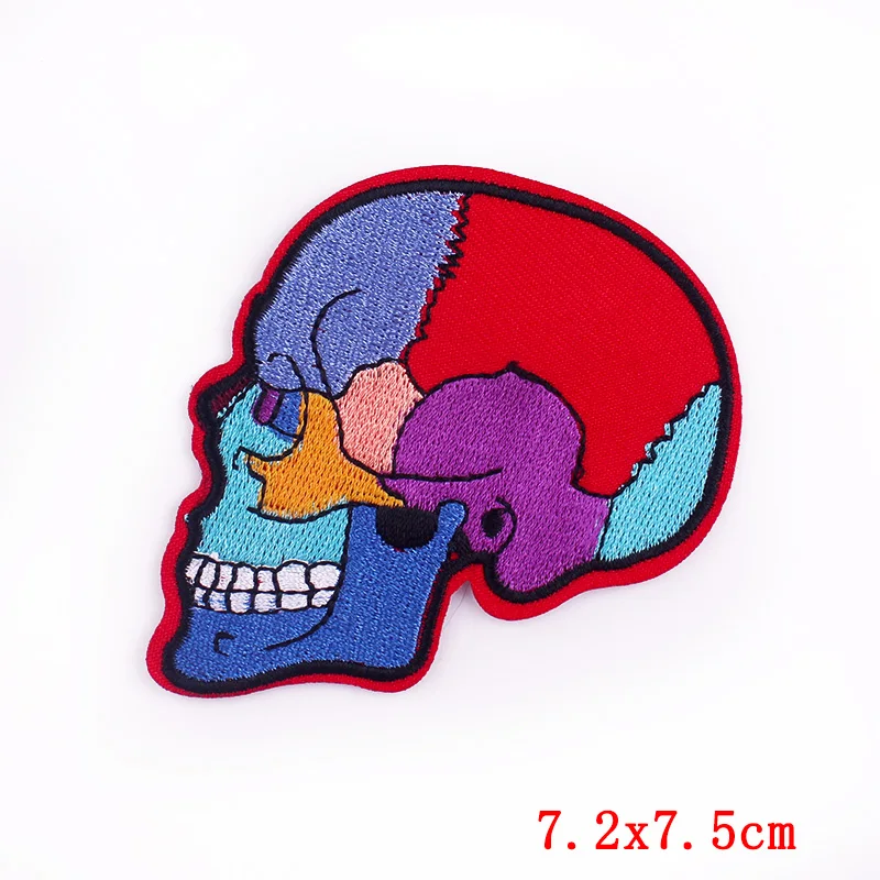 

Diy Dinosaur/Punk Patch Embroidered Patches For Clothing Skull Seiwing Applique Stickers Patch On Clothes Jacket Jeans Patches