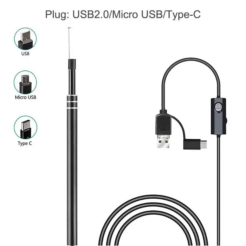 Usb-эндоскоп для чистки ушей HD визуальная Ушная ложка 5,5 мм мини-камера Android PC Ушная палочка отоскоп бороскоп инструмент забота о здоровье