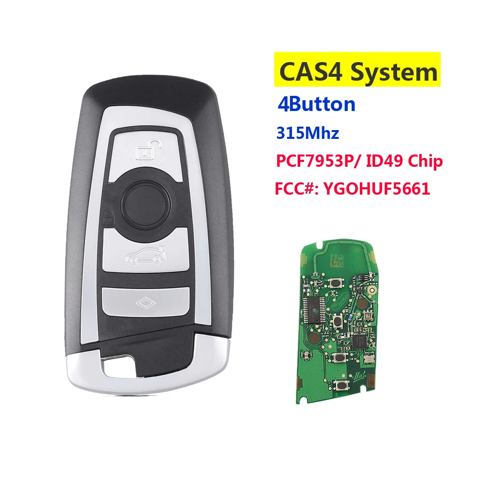 

White Remote Key Fob 4 Button 315/433/868Mhz PCF7953 For BMW F Chassis FEM / BDC CAS4 CAS4+