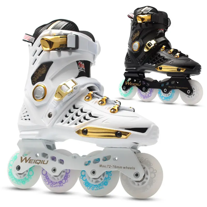 

2021 Professional Black White Speed Inline Roller Skates Woman Man Kids Skating Shoes Sneakers patines de 4 ruedas Size 30-44