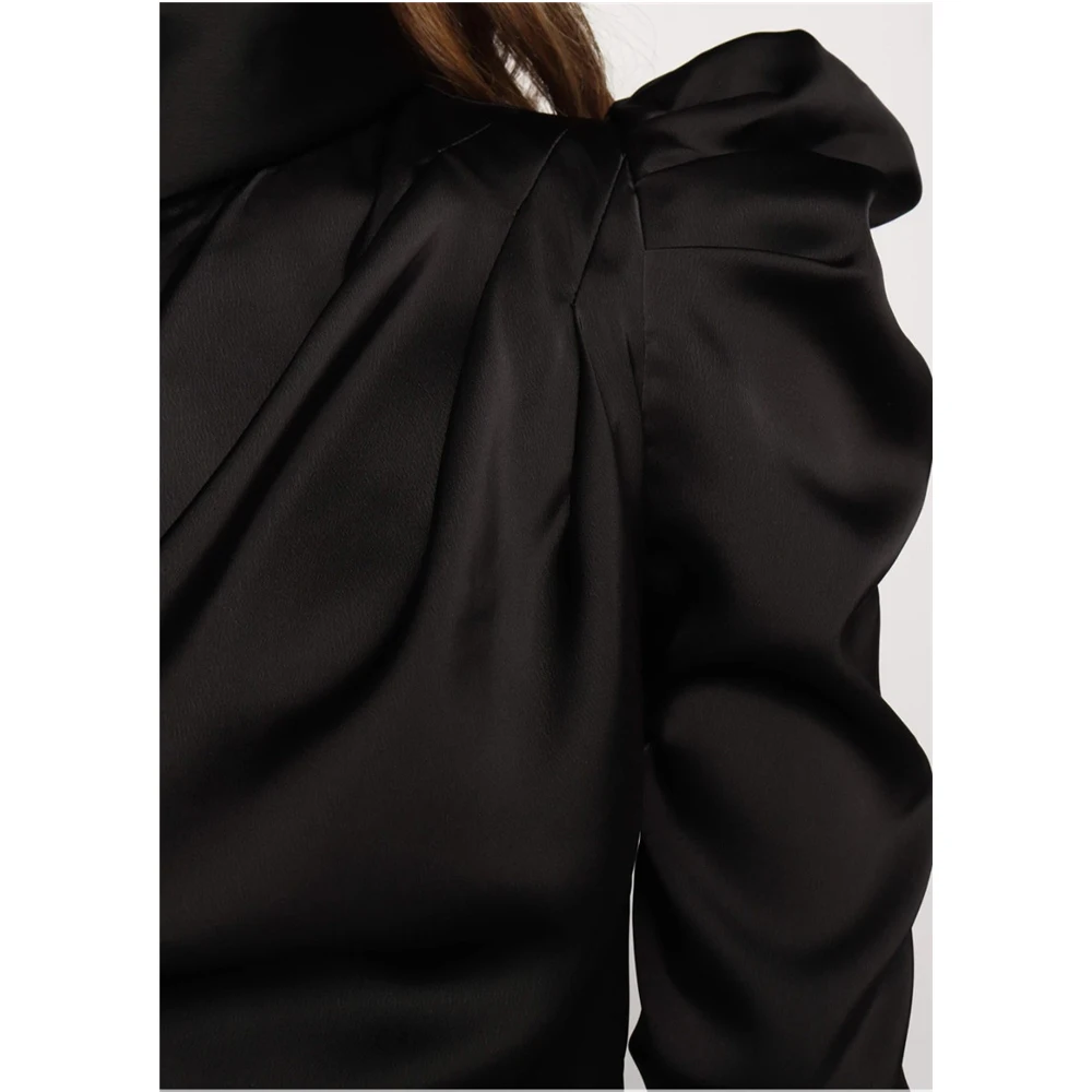Модные женские атласные блузки Meihuida элегантные однотонные рубашки с бантом на
