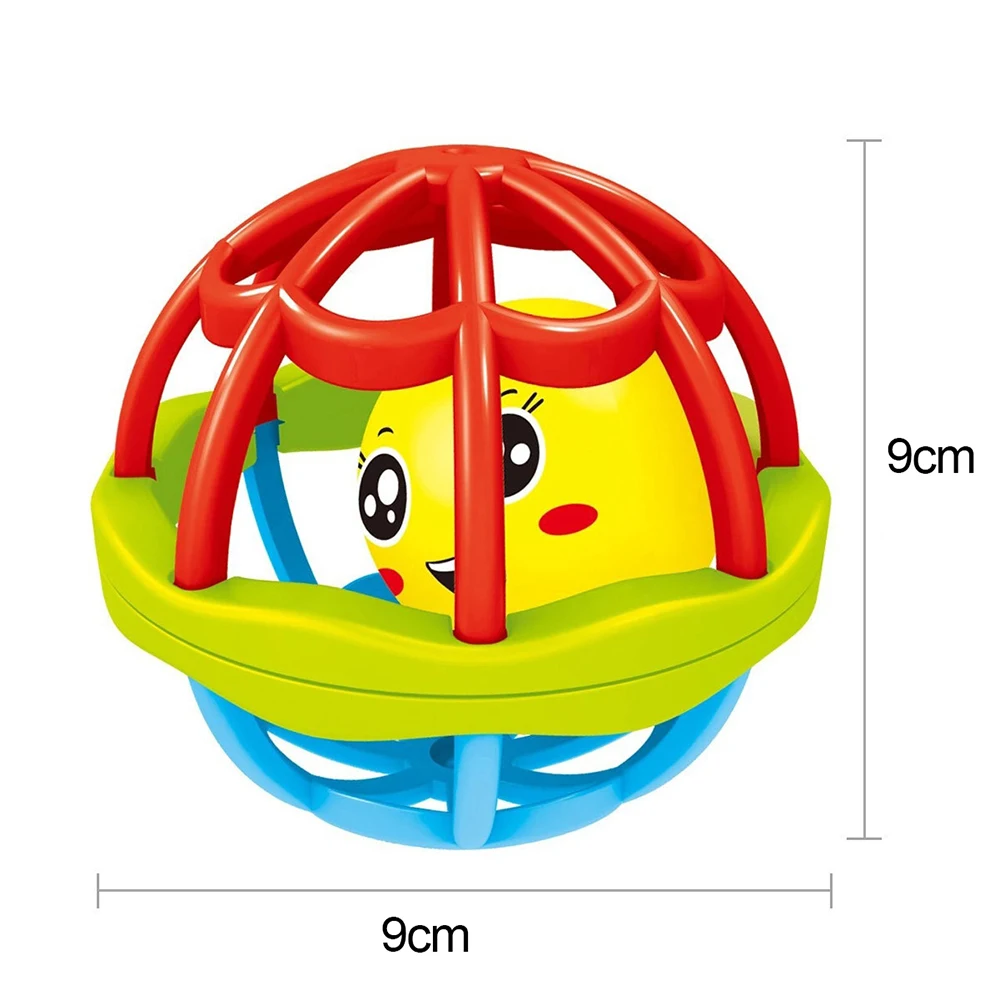 

Baby Flexible Glue hand ball Baby Teether Rattle Toy Intelligence Grasping Gums Hand Bell Funny Hollow Birthday Gifts For Babys