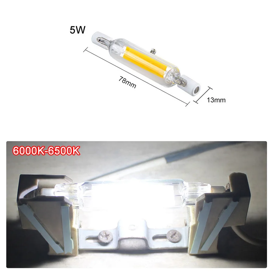 78mm 5W white R7S СВЕТОДИОДНЫЙ R7S 78 мм 118 мм 5 Вт 10 Вт J78 J118 COB AC 220 В-240 В светодиодный светильник со стеклянной трубкой и керамическим портом заменяет галогенный светильник 1 шт. 2 шт. 6 шт - Испускаемый цвет: 78mm 5W white