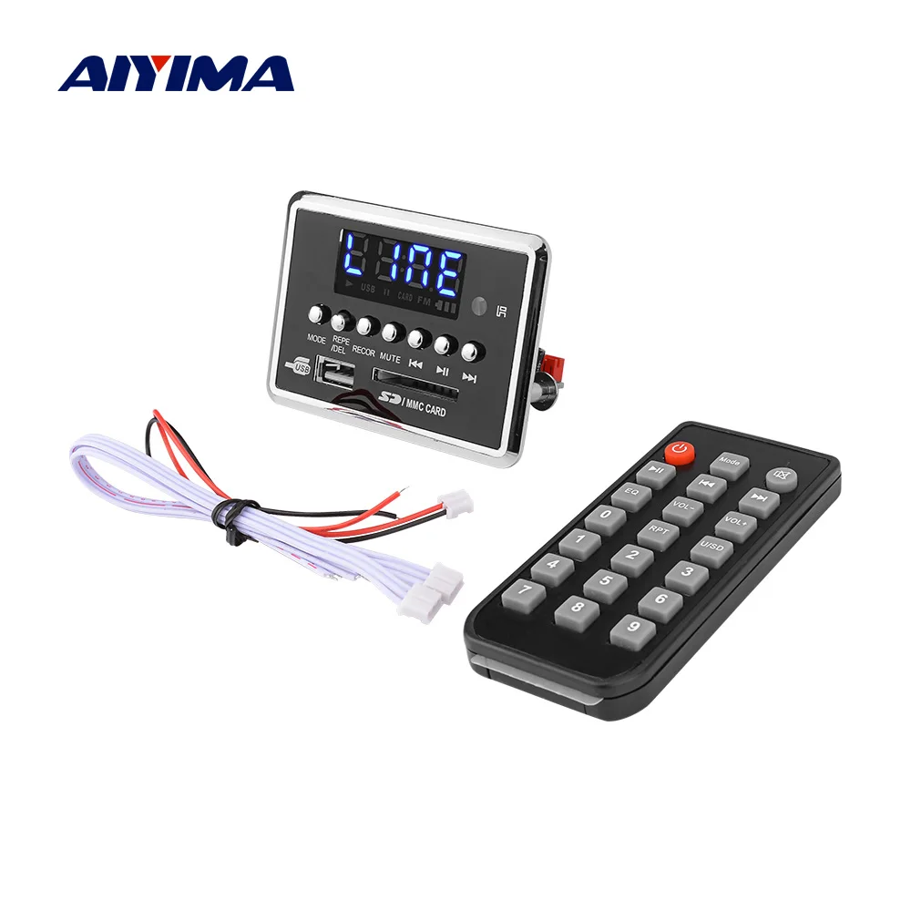 

AIYIMA Bluetooth 5.0 MP3 Audio Decoder Board WAV WMA FLAC APE Decoding Support AUX FM Radio Recording DIY Sound Speaker DC3.7-5V