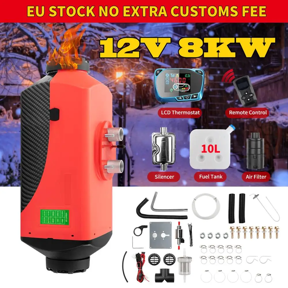 Парковочный обогреватель с глушителем и 2 вентиляционными трубками 8 кВт 12 В ЖК