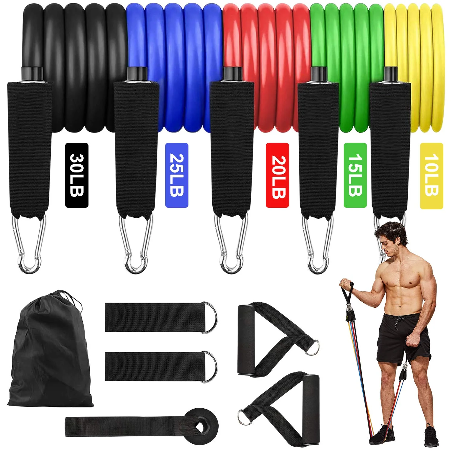 

Resistance Bands Latex Fitness Workout Band Set for Home Workout Yoga Pilates Training Arms Shoulders Chest Glutes Legs Bands