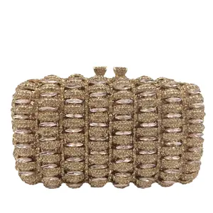 Женская вечерняя сумочка Boutique De FGG, элегантная сумочка цвета розового золота с кристаллами, клатч цвета шампанского, сумочка и кошельки