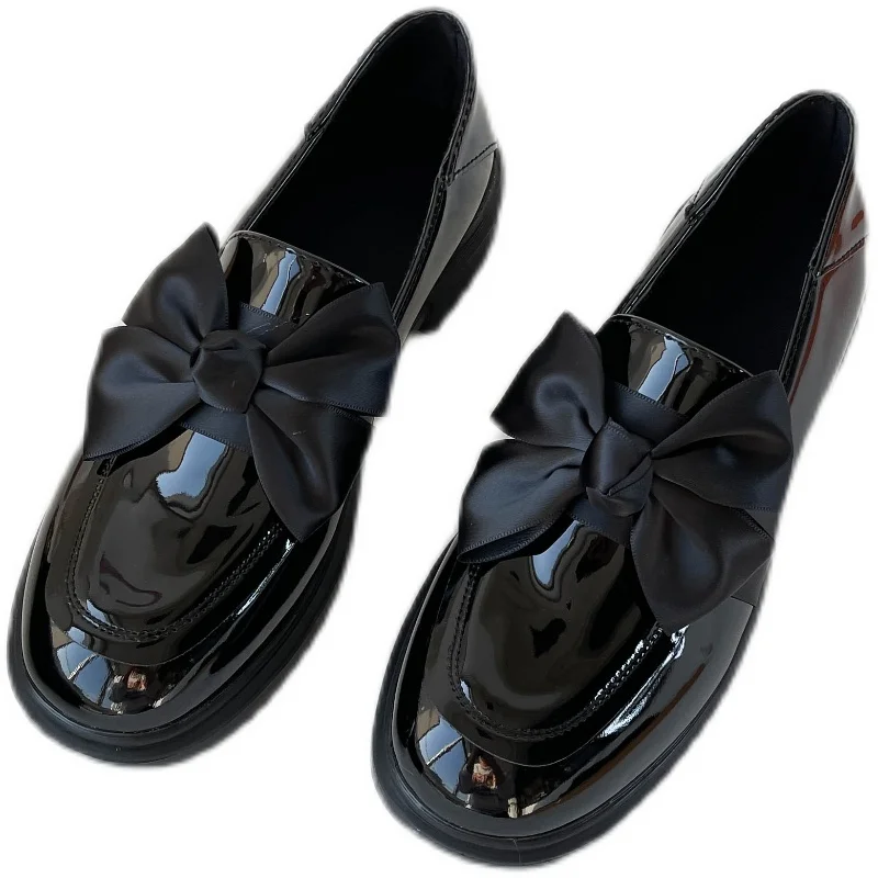 

Sweet Bowknot Plus Size Ladies Single Shoes Spring And Autumn New Fashion Korean Small Leather Shoes