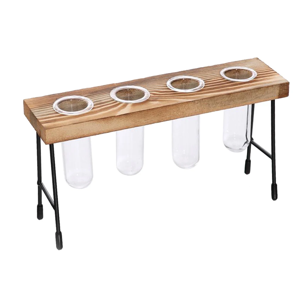 Прозрачная стеклянная ваза подвесной Террариум с ретро твердой деревянной