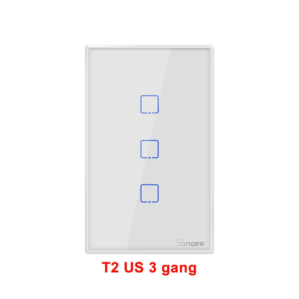 New T2US 3 gang Itead Sonoff T1 США Wifi настенный переключатель беспроводной светильник реле 315 МГц RF/Touch/App управление Умный переключатель работает с Alexa Google Home - Комплект: New T2US 3 gang