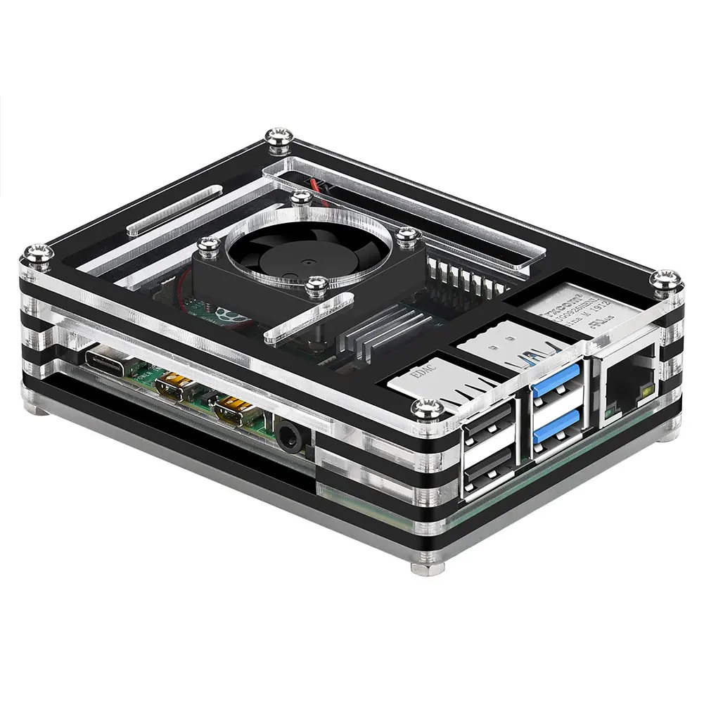 

Home With Cooling Fan Computer Dust Resistant Protective Durable Cover Acrylic Case 9 Layer Heatsinks 4