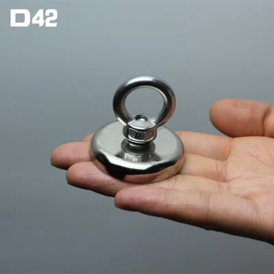 D42 (pull max 40KG) 1 шт./партия, сильное магнитное железо, речная рыбалка, приспособление для ловли рыбы, высокопрочный магнит, Круглый Мощный магнит - Цвет: D42 (pull max 40KG)