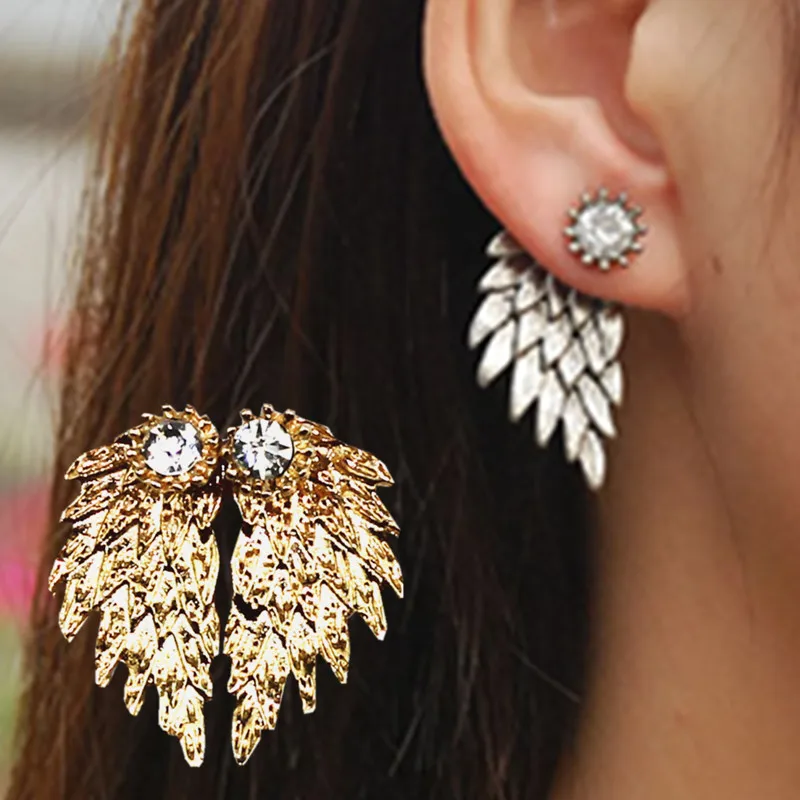 Милые маленькие женские серьги с кристаллами золотыми и серебряными звездами