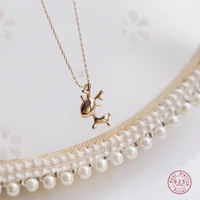 925 sterling silver cartoon elk pendant clavicle chain necklace for women simple cute girlfriend jewelry friendship gift