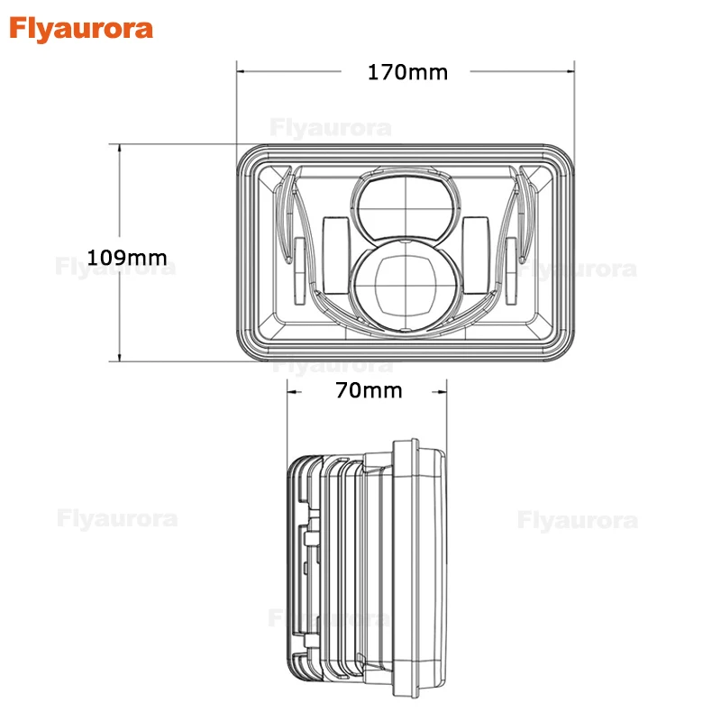 Автомобиль Грузовик 4x6 дюймов прямоугольный прожектор светодиодный фары