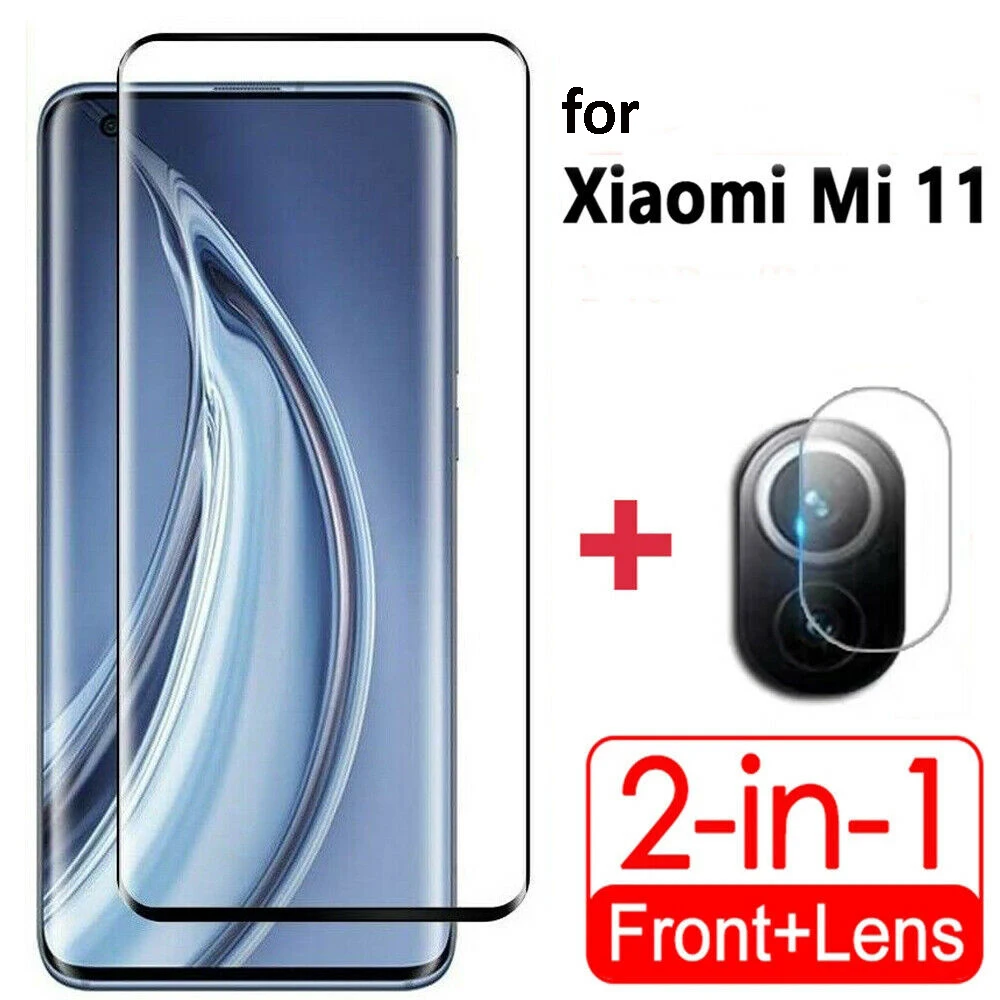 

2in1 Curved Tempered Glass Screen Protector & Camera Lens Glass Film for Xiaomi11 Protectors for Xiaomi 11