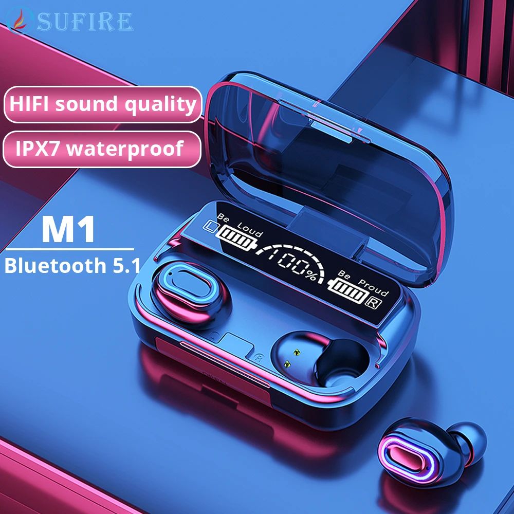 

TWS wireless bluetooth headset bluetooth earphone with mic in-ear mini touch IPX7 waterproof noise cancelling 9D surround