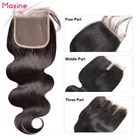 Maxine, волнистые волосы, перуанские человеческие волосы на шнуровке 4X4 бесплатносреднийтри части, кружевные волосы с детскими волосами, 150% плотность, волосы без повреждений