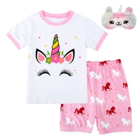 kids girls unicorn pajamas set children summer casual cute sleepwear toddler cotton pattern short sleeve nightwear