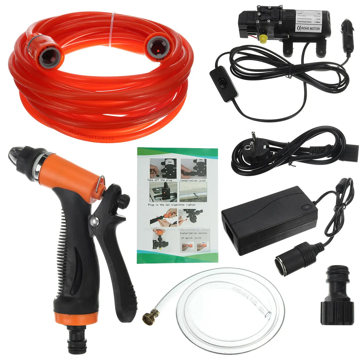 Цена Электрический пистолет для мойки автомобиля, насадка для мойки высокого давления, 12 В, для ухода за автомобилем, портативная Автомойка с рас...