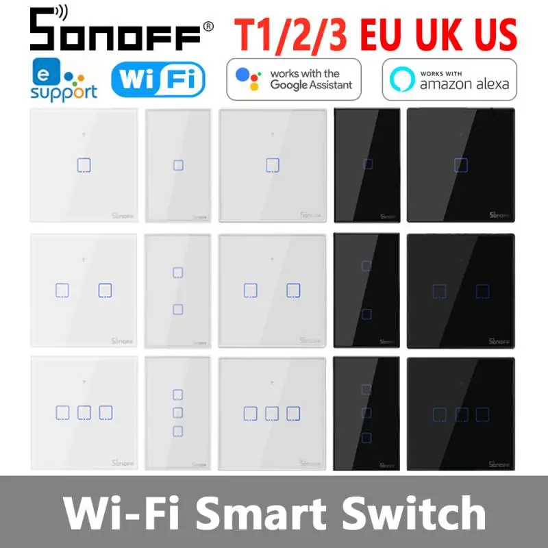 Sonoff T0 T1 T2 T3 для Alexa Google Home Умный дом WiFi RF 433 МГц пульт дистанционного управления