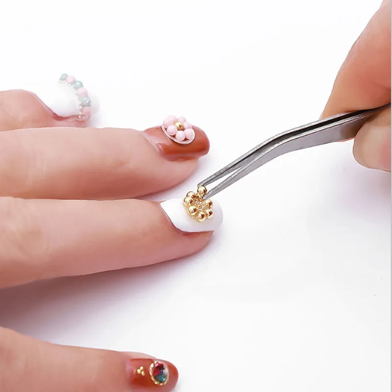6 Grids Mini Small Nail Beads Stainless Steel Nails Art Decorations Gun Black Rose Gold Studs DIY Tool | Красота и здоровье