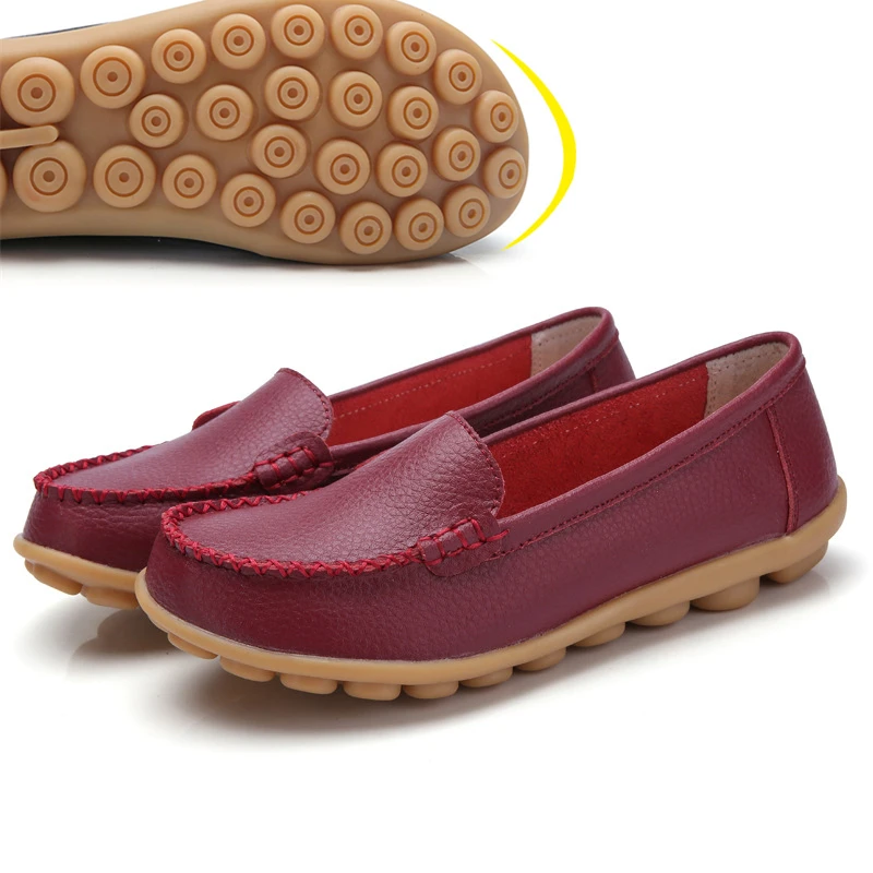 

Дамские туфли для вождения автомобиля из телячьей кожи, дышащие Нескользящие повседневные ботинки для врачей и медсестер с закрытым носком...