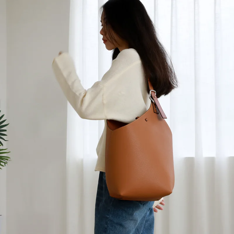 

2019 irregular large women's large-capacity shoulder bag fashion bucket bag soft leather tote bag lykj-yhm