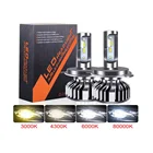 2 шт., светодиодные лампы H7 H4 9005 лм H1 H11 H8 H9 9006 9004 9012 3000K 4300K 6000K 8000K