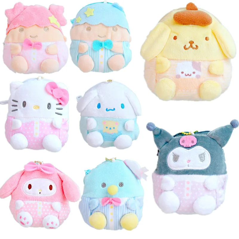 

KAWAII Sanriod аниме мультфильм серия Cinnamorol melody Onpompurin KT Kuromi мягкая плюшевая игрушка Карманный мешок для денег для маленьких мальчиков и девочек по...
