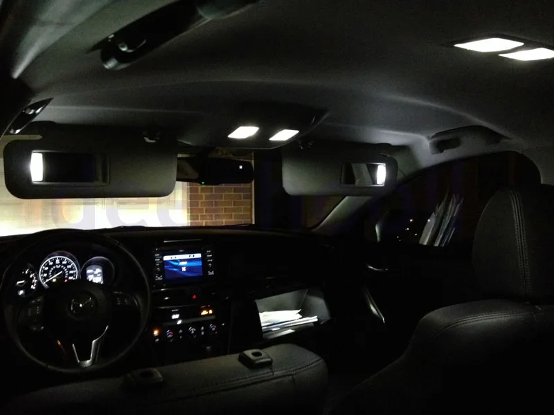 

13pcs Canbus LED car sun visor lamp+license plate lights +interior dome trunk light bulb for Mazda 6 Atenza Wagon 2013+