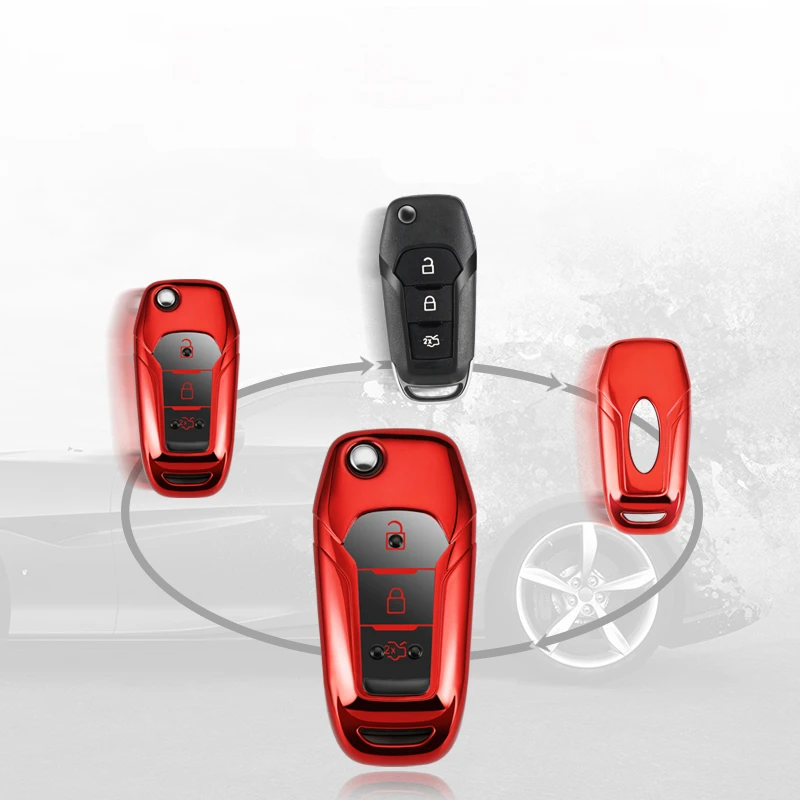 

Colorful Soft TPU Car Styling Key Case Cover For Ford Fusion Mondeo Mustang F-150 Explorer Edge 2015 2016 2017 2018 Accessories