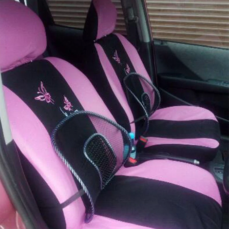 

Genaral Seat Cover Purple Pink Butterfly Embroidery Suitable For Women Car Interior Products 4/9 Piece Set