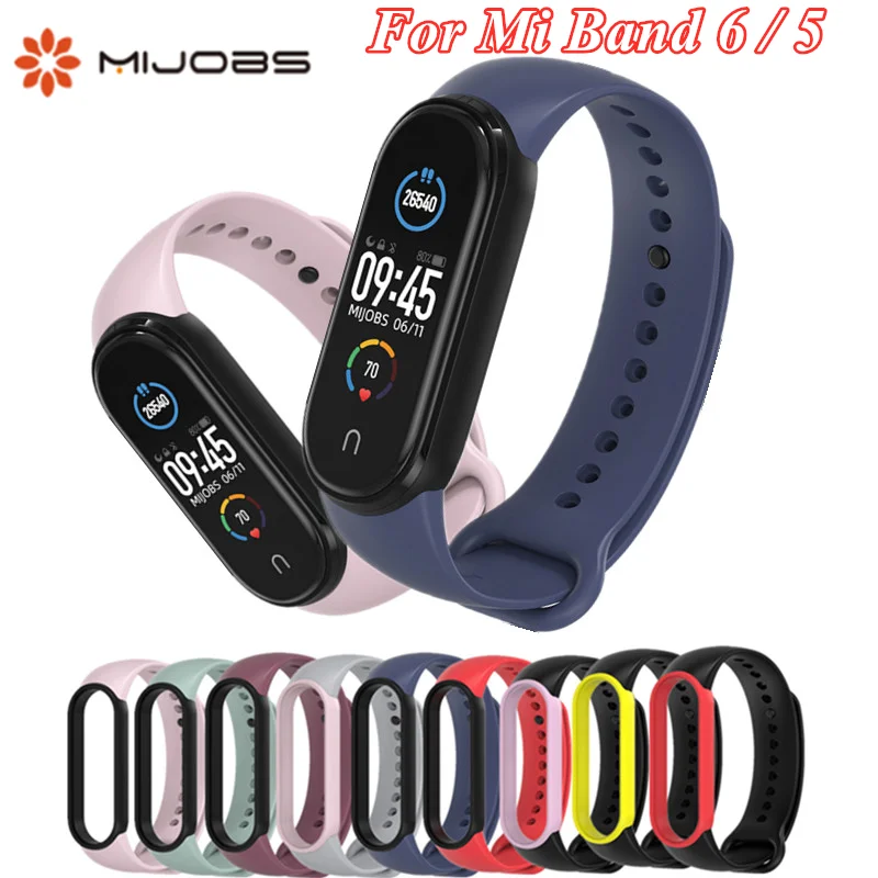 

Mijobs for Mi band 6 5 strap Silicone wrist Bracelet Strap Miband 5 6 Strap Wristband Smart Band mi band5 For Xiaomi Mi Band 5 6