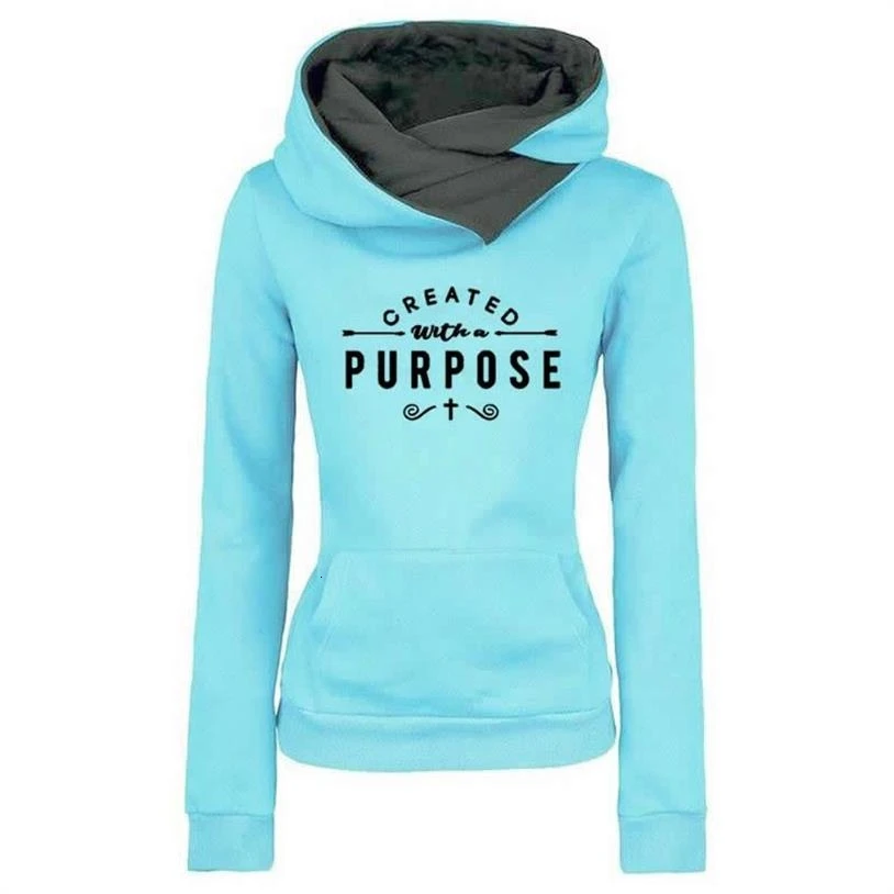 

Hoodies For Women Created With A Purpose Letters Jesus Bible Faith Print Lapel Hooded Cotton Hoodies Tops Youth Girls Plus Size