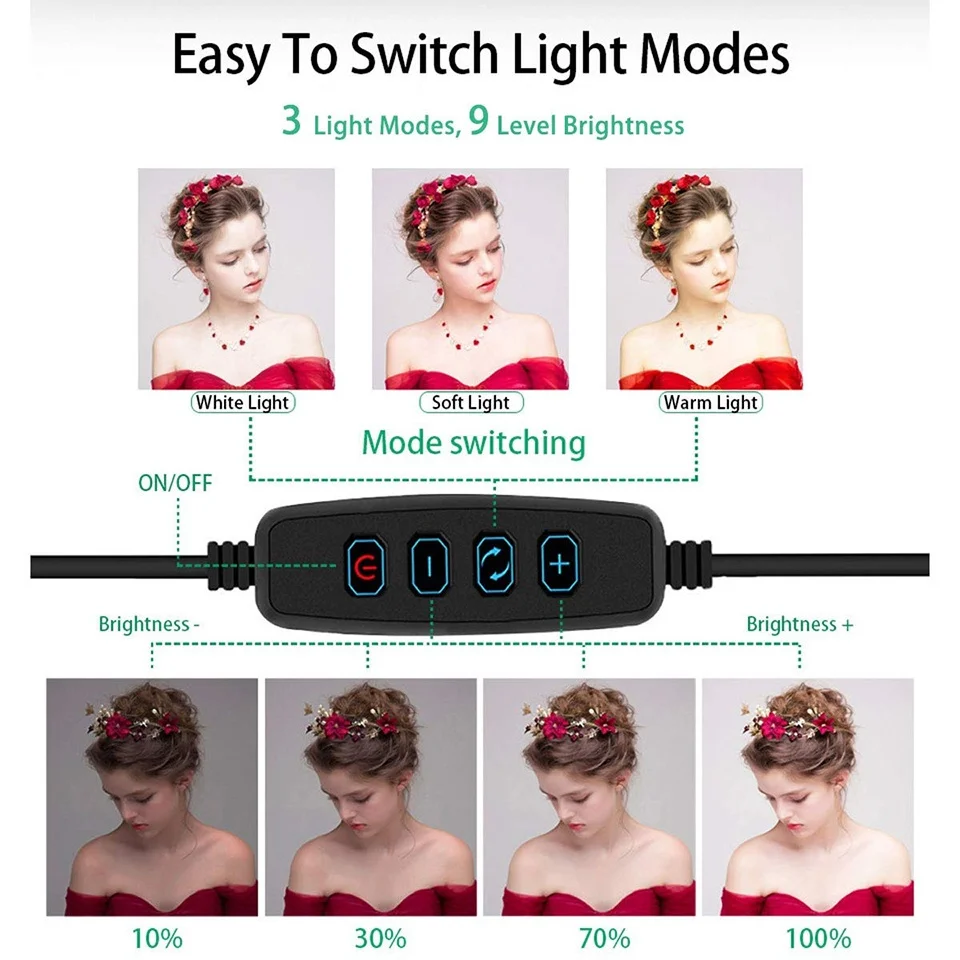 26cm photography lighting phone ringlight tripod stand photo led selfie remote fill ring light lamp video youtube live cook free global shipping