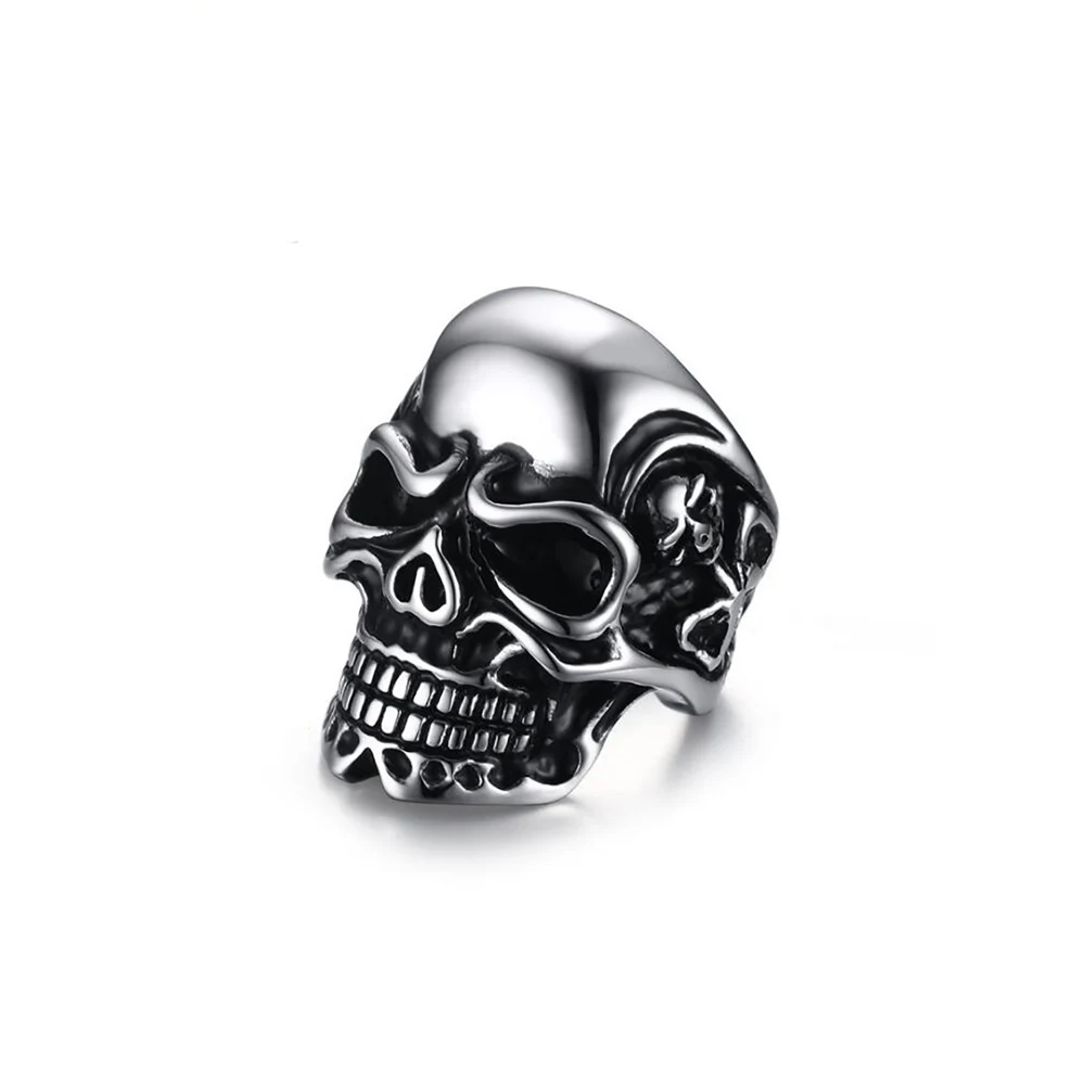

Stainless Steel Punk Rock Men Skull Halloween Day Ring Jewelry Gift For Him Size 8-12