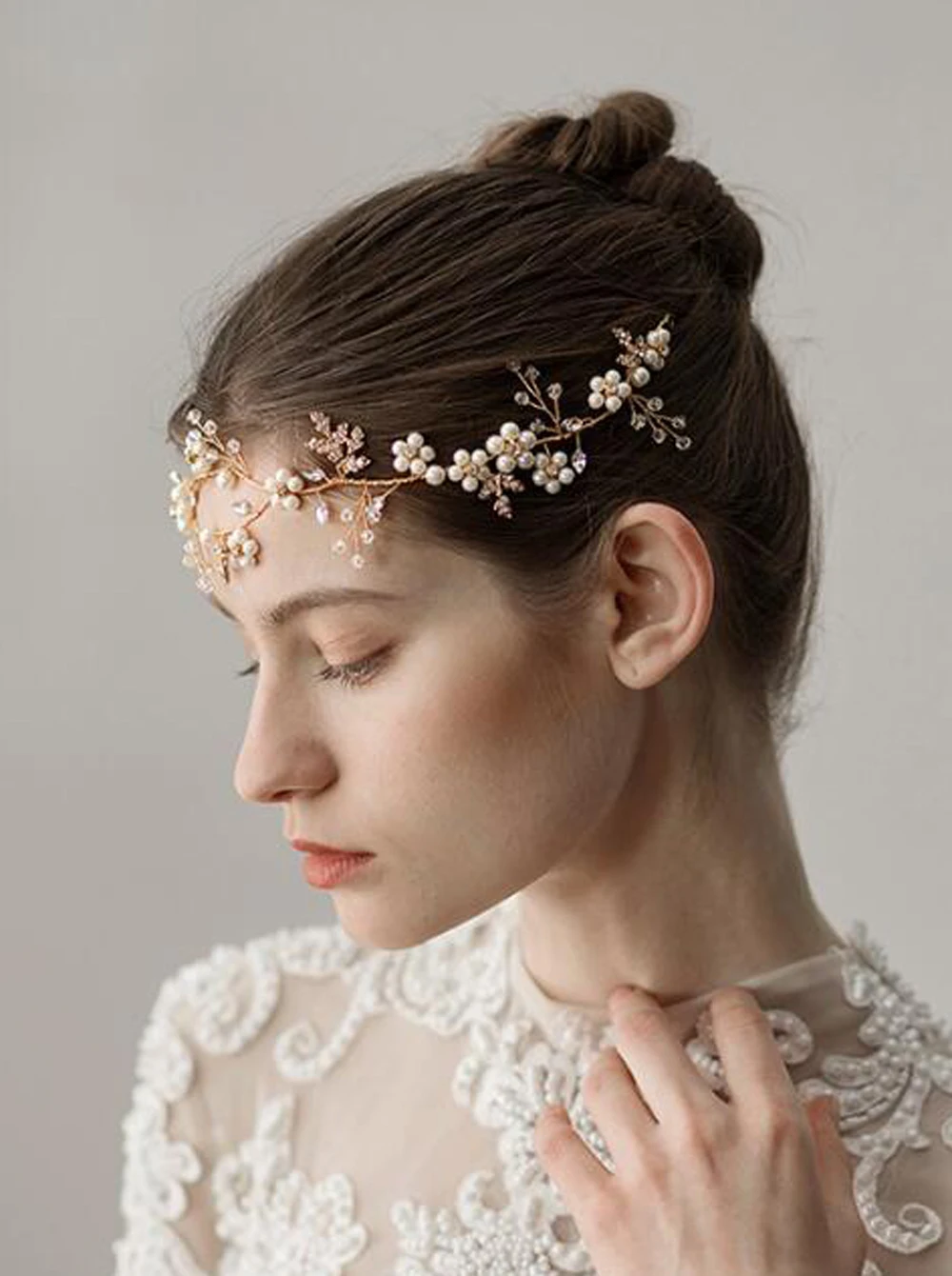 Серебряный и золотой свадебный венок для волос Кристальный цветок/украшение на