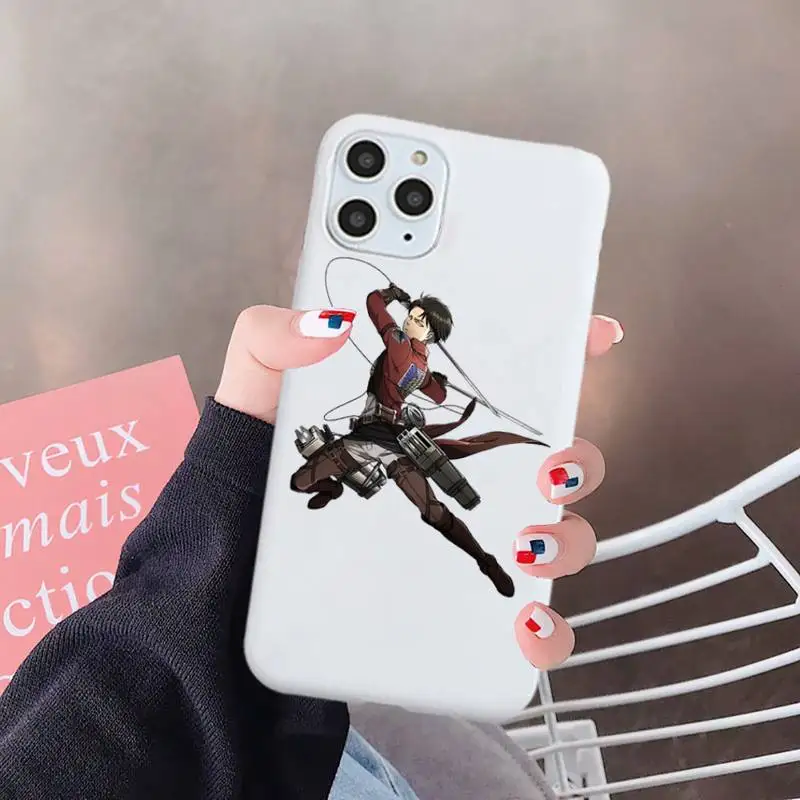 

Attack on titan Phone Case White Candy Color for iPhone 6 7 8 11 12 s mini pro X XS XR MAX Plus