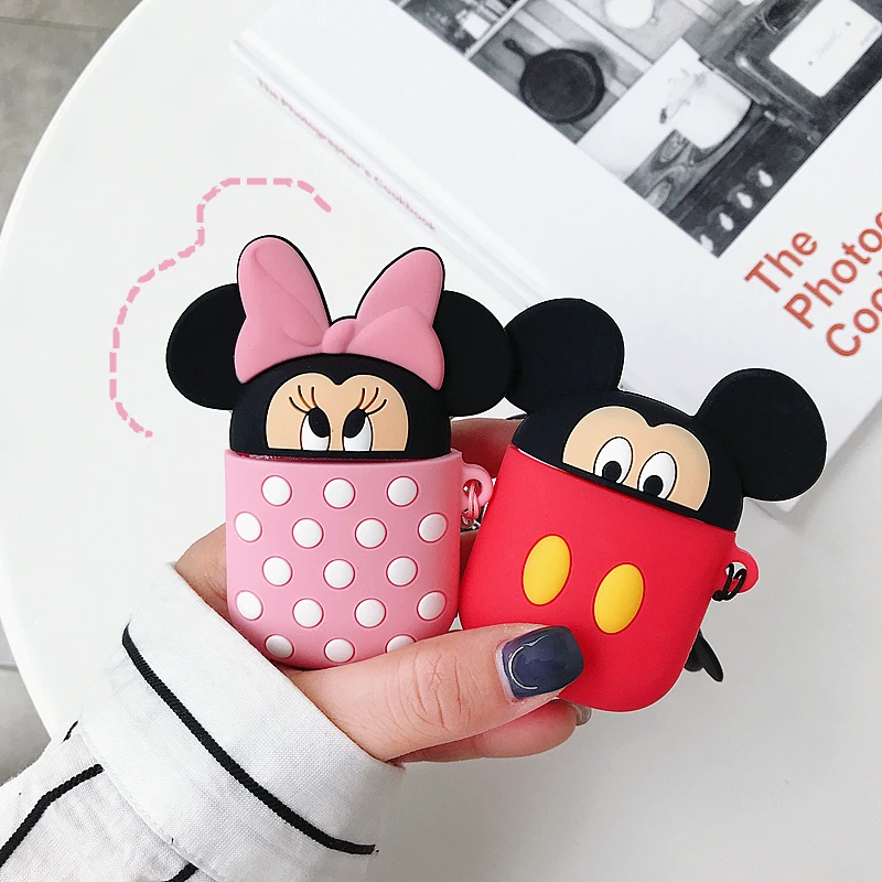 Силиконовый чехол в горошек с милым 3D рисунком Минни Микки для AirPods, беспроводные Bluetooth наушники, гарнитура, аксессуары