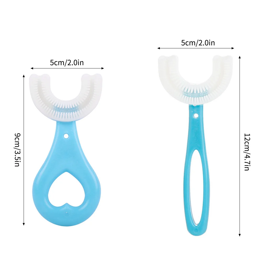 2pcs Kids Toothbrush U-Shape Infant with Bendable Handle Silicone Oral Care Cleaning Brush for Toddlers Ages 2-12 | Дом и сад