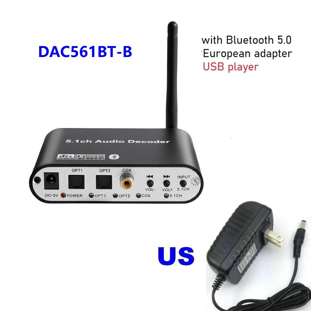 Аудиодекодер 5.1CH Bluetooth 5 0 ресивер беспроводной аудио адаптер оптический